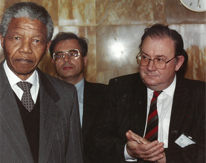 Jean-Jacques Oechslin y Nelson Mandela, Conferencia Internacional del Trabajo, junio de 1990